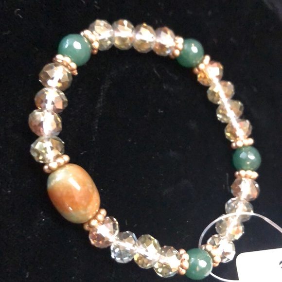 Turquoise & Green Crystal Beads and A Shade of Brown With gold accents - Picture 3 of 9